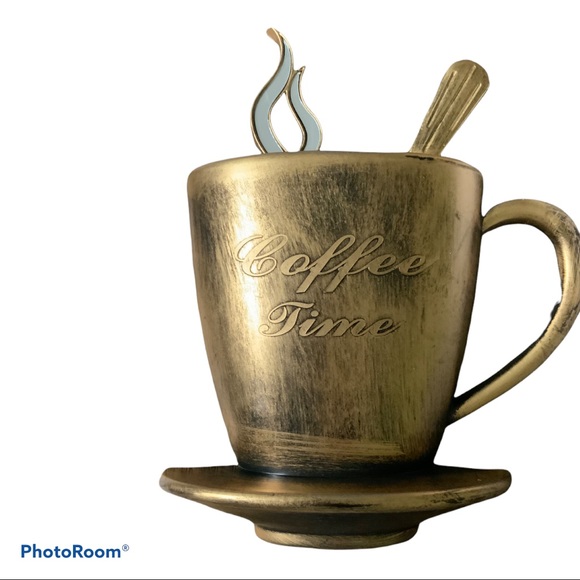 Tea Kettle Clock And Cup Set 3 Pieces Bronze 12” - Picture 4 of 13